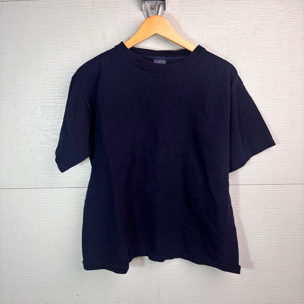 Vintage MV Sport Navy Blank T Shirt Made USA Large 90s